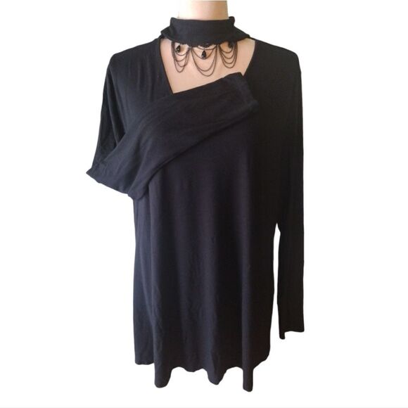 Lane Bryant Black Keyhole Mock Neck Long Sleeve Knit Top Plussize 2X - Picture 8 of 15